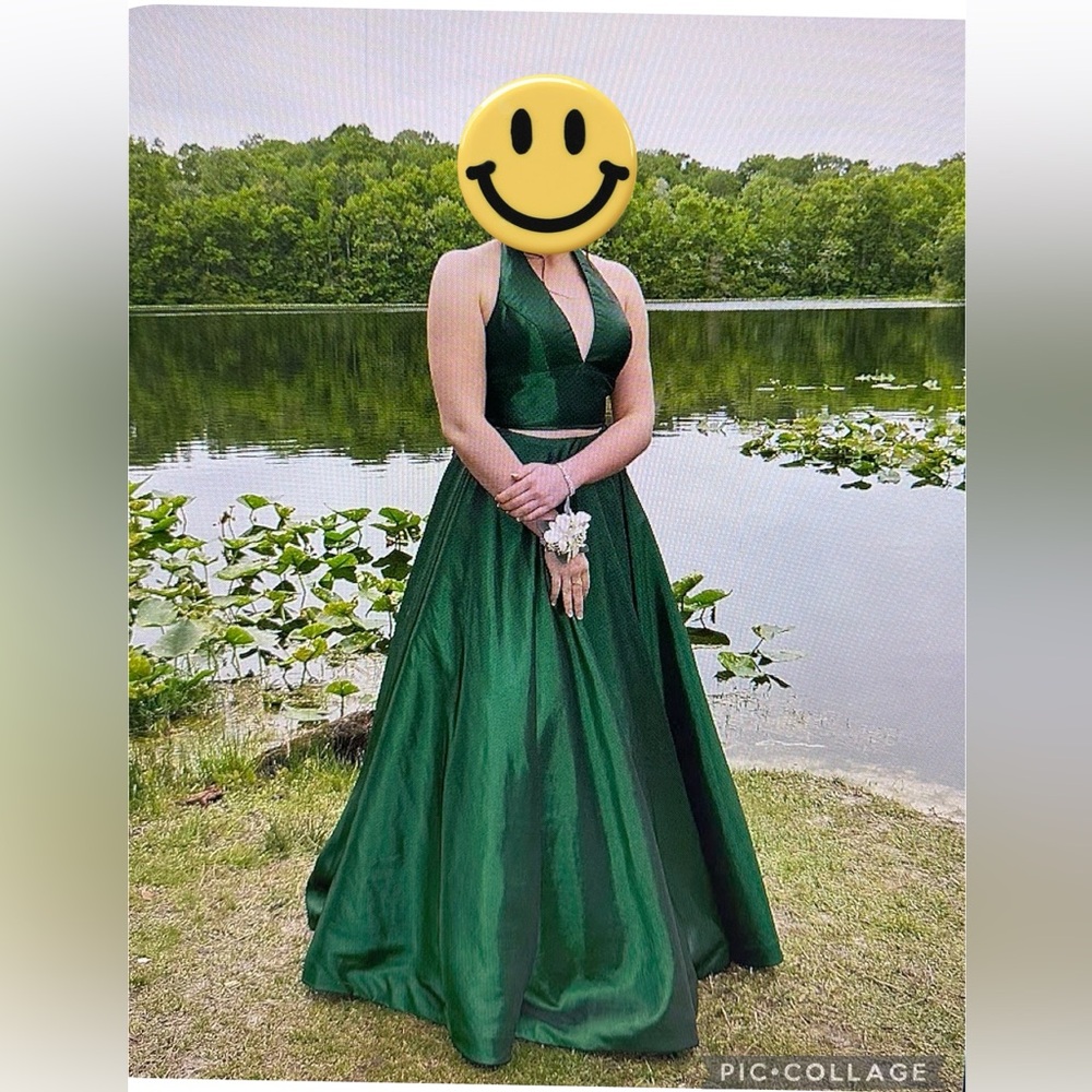 Sherri Hill 2 PC (51923) Prom Dress SZ 6 -Emerald Green, taffeta lined w/pockets